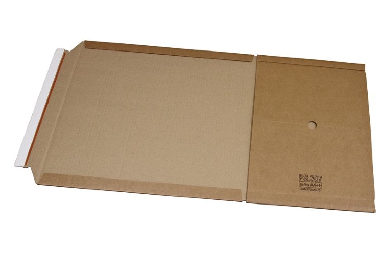 Упаковка из микрогофрокартона A4++, 330x270x20-75 коричневый, 2,2-3,0мм, лента